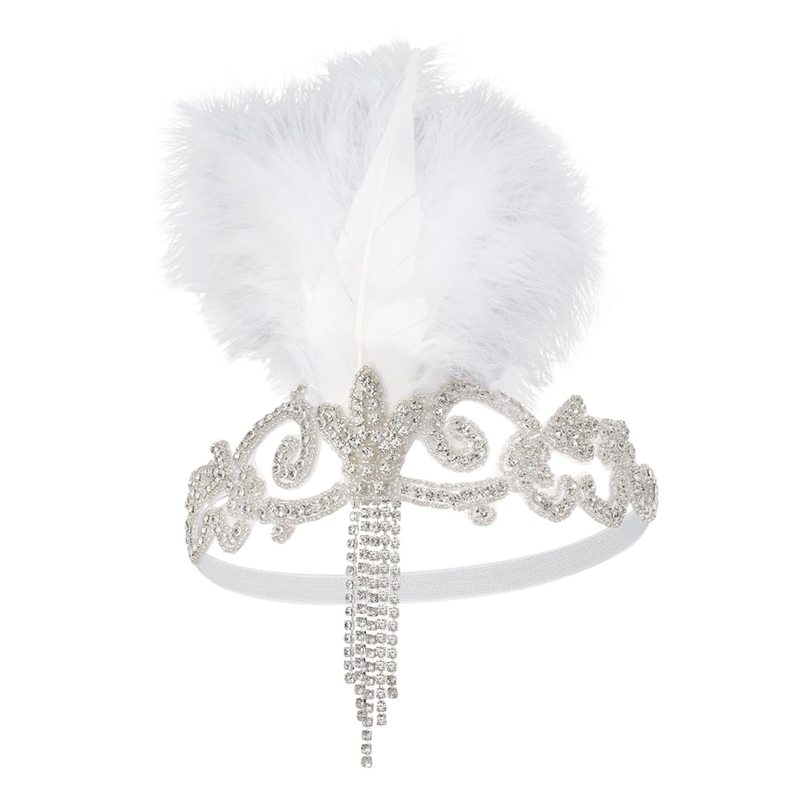 ecomistiq BNF® Flapper Headband Retro Headpiece for Stage Performance Carnival Prom White|Clothing, Shoes & Accessories | Womens Accessories |Hair Accessories|1 Headband-picture-31