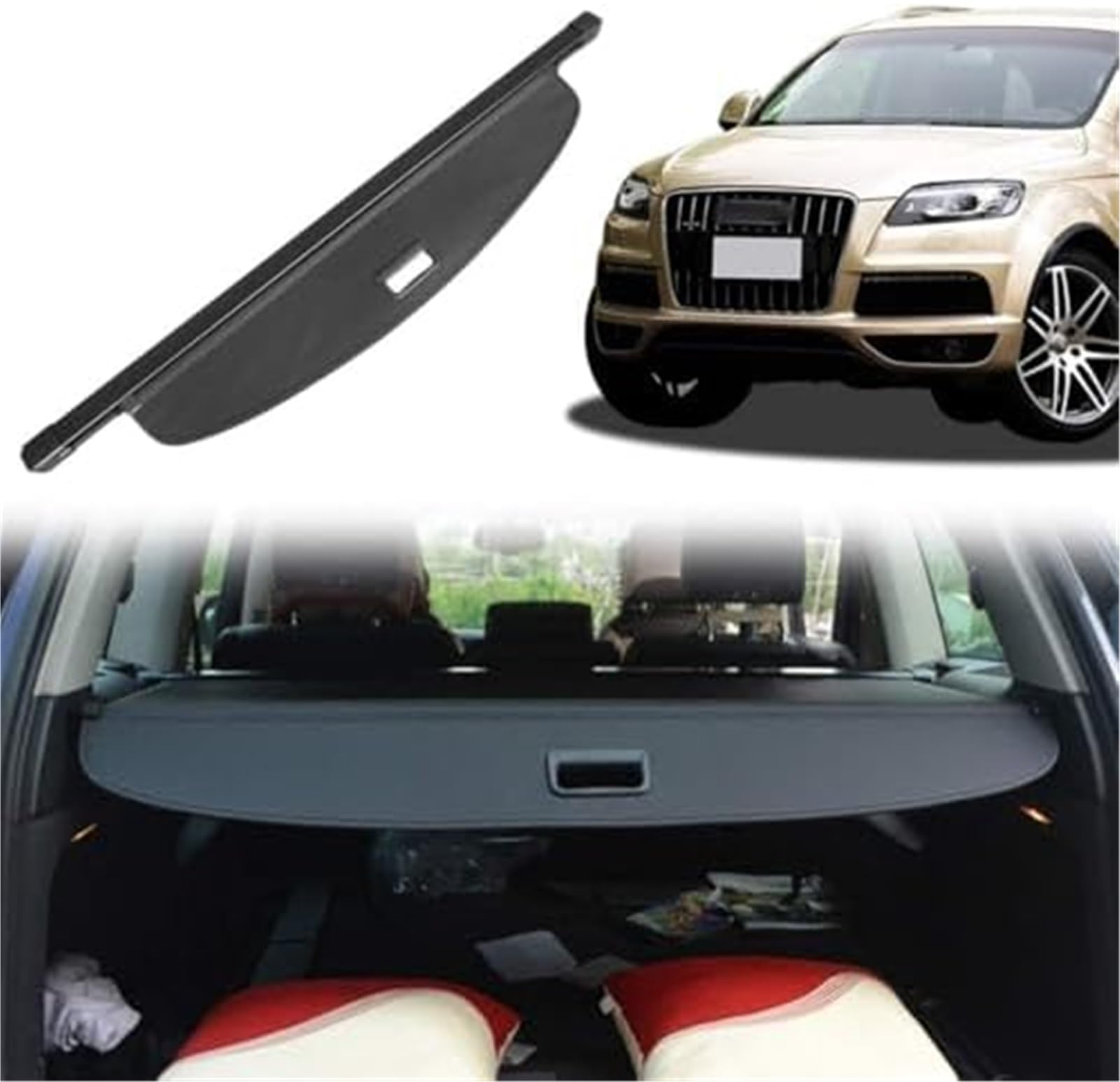 Fhjwqronte One Color Cargo Area Storage Rack Car Retractable Rear Trunk Parcel Shelf, For Audi, For Q7 2010-2015 Luggage Shade Shield Cargo Security Cover Curtainaccessories