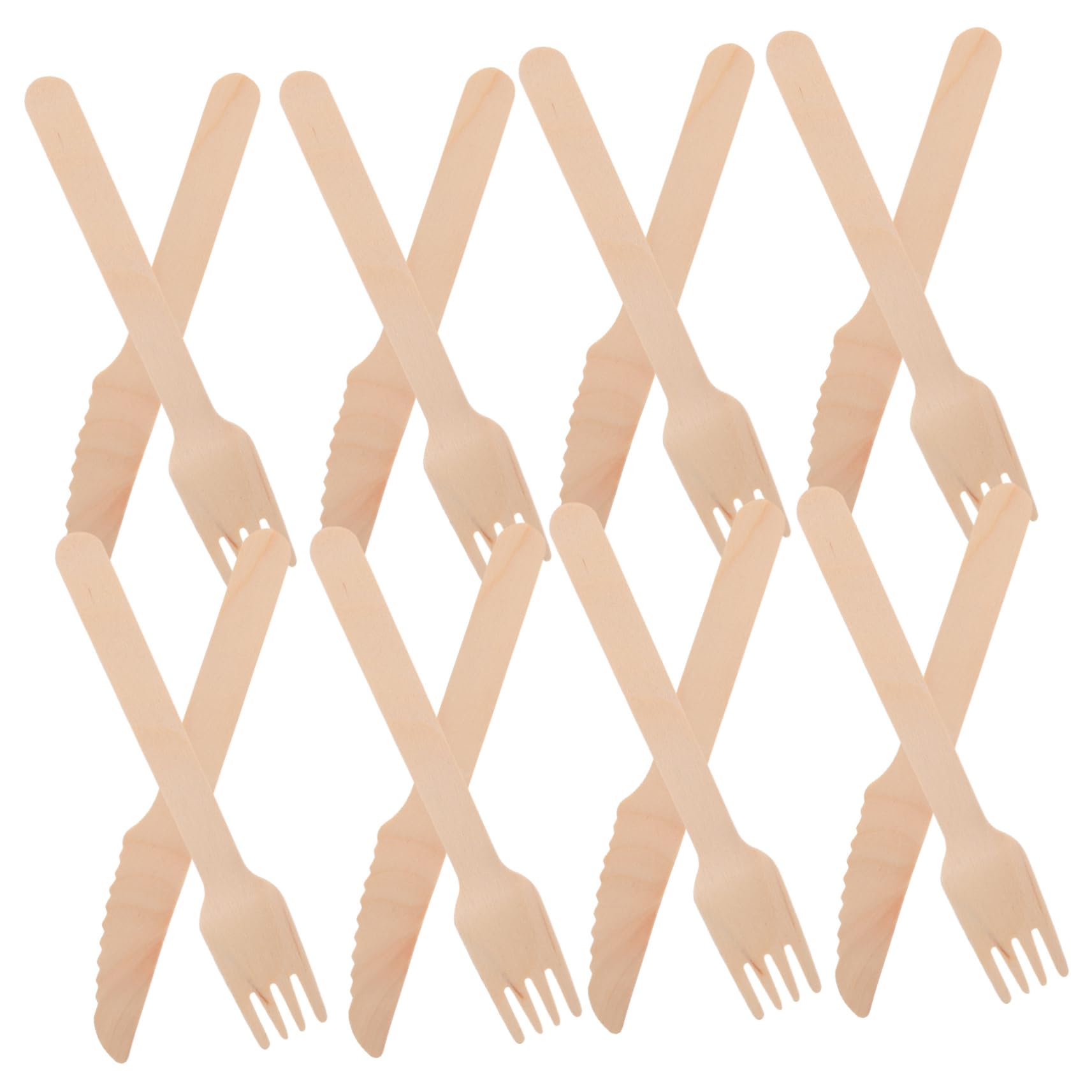 Unomor Dinnerware 200pcs Wooden Forks Knives Set for Parties Bbqs Outdoor Events and Camping