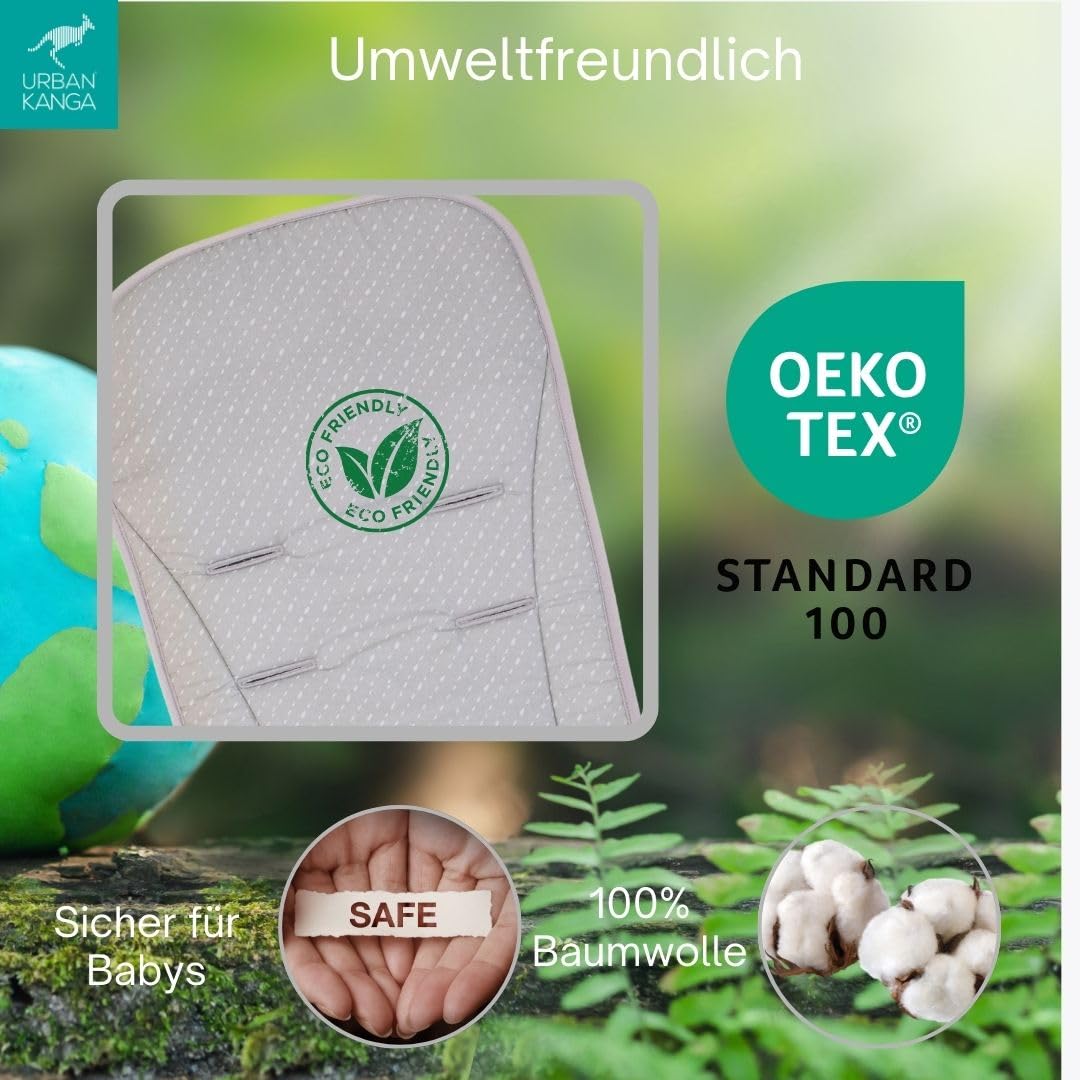 Urban Kanga Universell Einlage für Kinderwagen und Buggy mit Memory-Schaum Öko-Tex Grey Dots