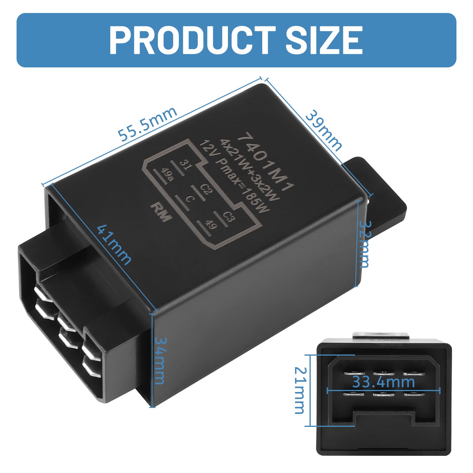 DBREAKS 1 pieza Relé Intermitente 12 V, 21 W, 2 + 1 + 1, Relé Indicador Electrónico 6 Pines, para tractores, coches antiguos, remolcadores, coches