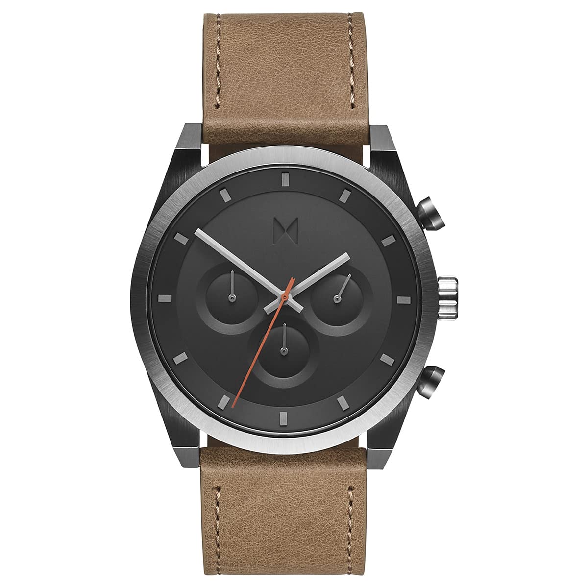 MVMT Leather Element Chrono Men 44 Mm Multifunction Graphite Sand Analog Watch, Silver Dial, Brown Band (B0BMGLTG19) Amazon Price History, Amazon Price Tracker