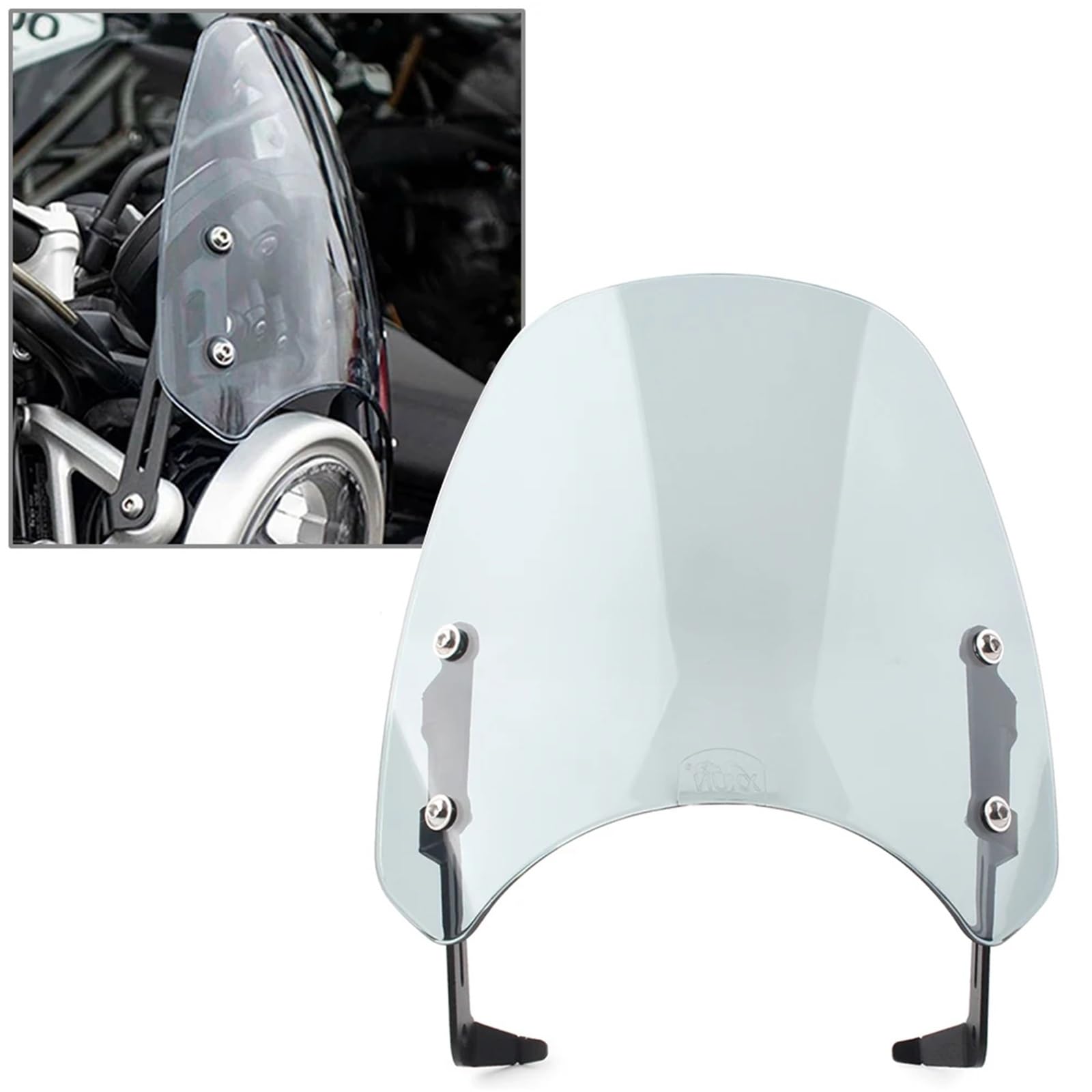 Cupolino Moto Per Scrambler 1200 Per Big Climb 2019 2020 2021 Parabrezza Per Moto In Plastica ABS Con Viti Di Supporto Paravento Per Moto(Transparent)