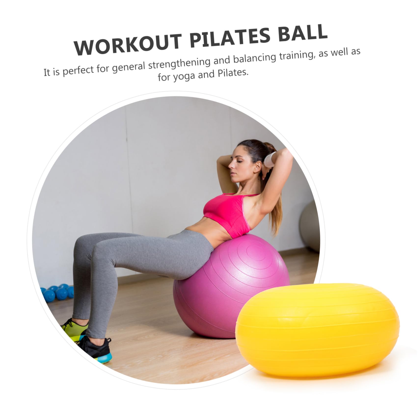 WOONEKY Pelota de Yoga de PVC para Pilates y Equilibrio Amarilla