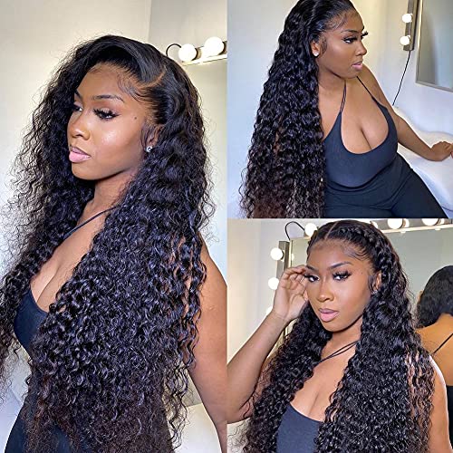 13x4 Water Wave Lace Front Wigs Human Hair Wigs for Black Women Wet and Wavy Human Hair Lace Front Wigs Pre Plucked with Baby Hair 150% Density Brazilian Virgin Glueless Lace Frontal Wigs 32 Inch