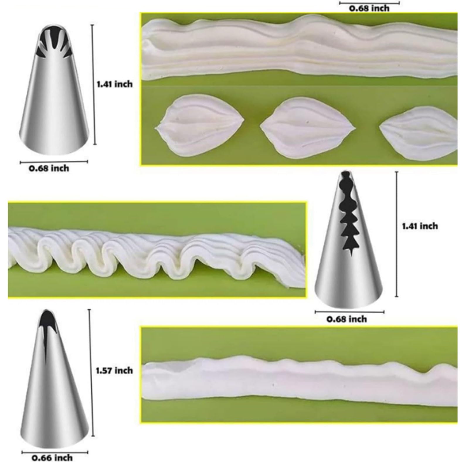 Juego de boquillas for tuberías Acero Inoxidable 304 7 Piezas, Consejos Profesionales decoración Faldas Plisadas for pastelería con diseño Pasteles