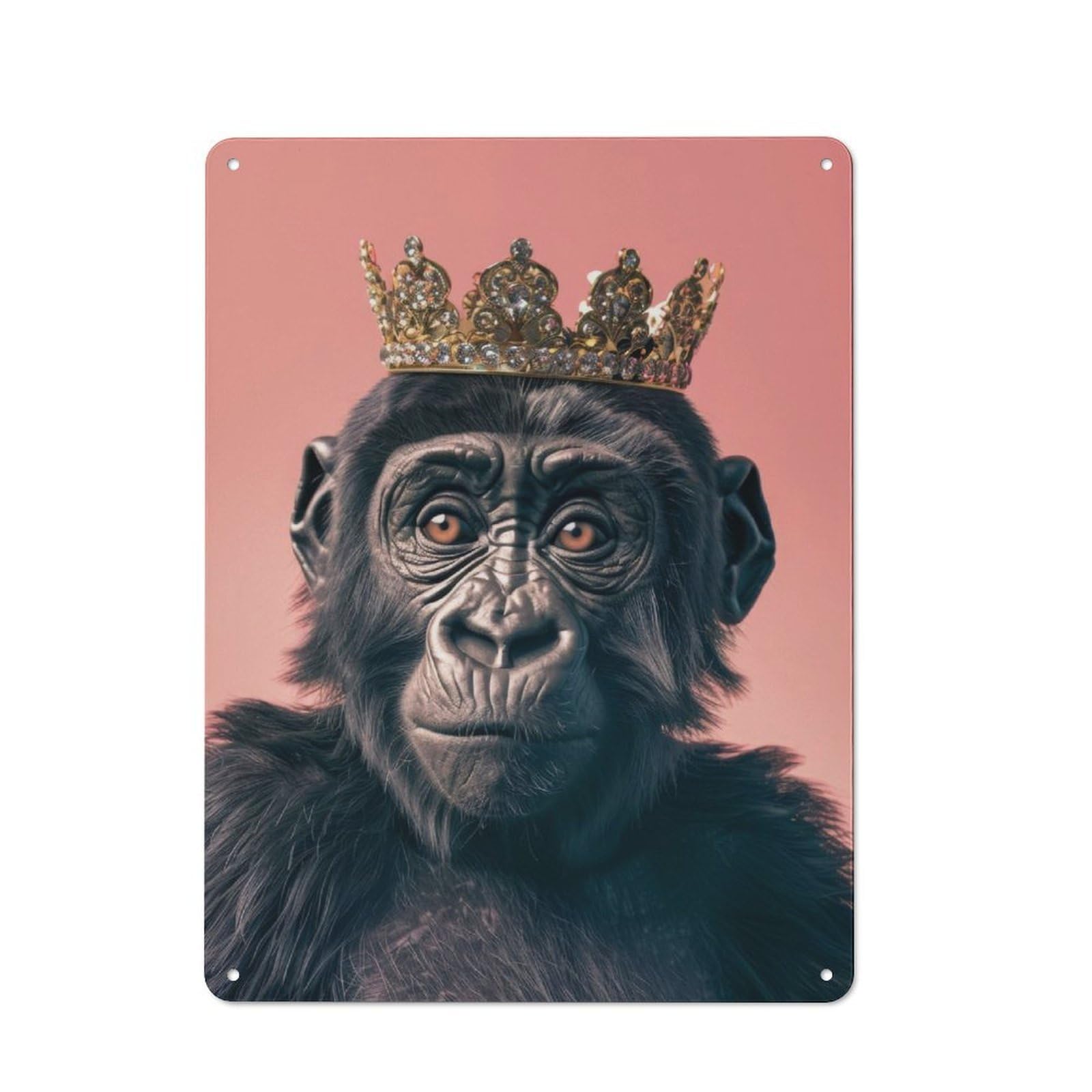 Junmoney Gorilla Pastel Crown Vintage Cafe Metal Sign 40X30cm Featuring Bistro Wall Plaque For Tea Room, Shop Wall Or Breakfast Area