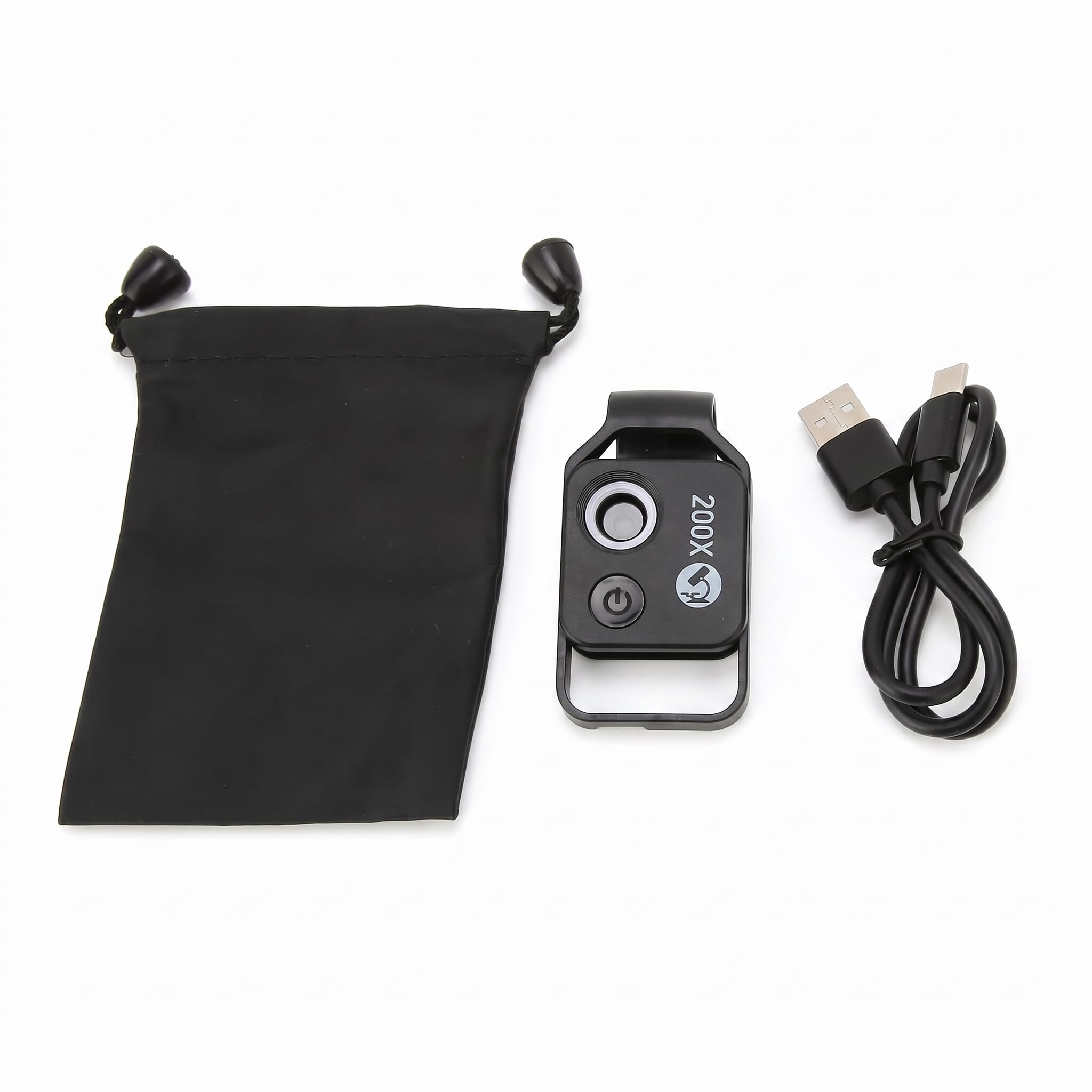 200X Phone Camera Macro Lens, Clip-On Microscope with LED Light