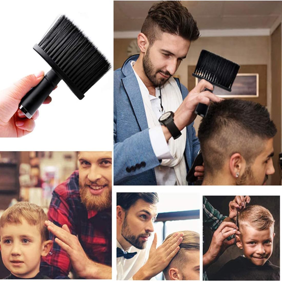 2 Pezzi Pennello da Barbiere,Pennello da Barbiere per Pulire il Collo,Pennello Collo per Parrucchieri,Barbiere Collo Spolverino Pennello Spolverino Morbido Pennello pennello tinta capelli (nero)