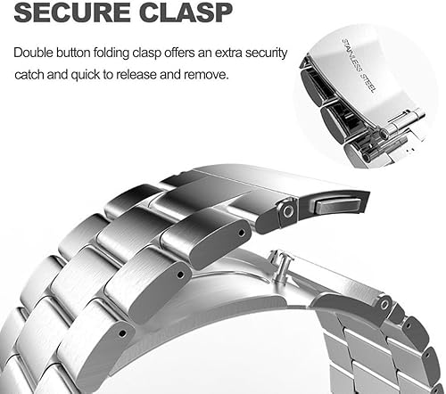 Vista 114 de Correas compatibles con Samsung Galaxy Watch de 1.81 pulgadas / Galaxy 3 de 1.772 pulgadas, correa de repuesto de metal de acero inoxidable para Azul