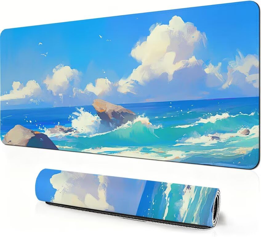 Podkładka pod mysz do gier kreskówka XXL morska podkładka pod mysz 1400 x 600 x 3 mm Poprawa precyzji i szybkości, podkładka pod mysz do gier antypoślizgowa gumowa podstawa, do dekoracji Burea DZ-147