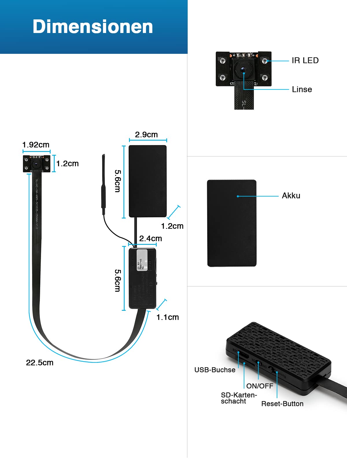 HiKam Mini Kamera WLAN 4K HD, 2600mAh Akku, Kleine Überwachungskamera Live Übertragung Handy APP Für Innen IP WiFi hundekamera Kompakte Microkamera Bewegungsmelder Nachtsicht aufzeichnung, MW5 Plus