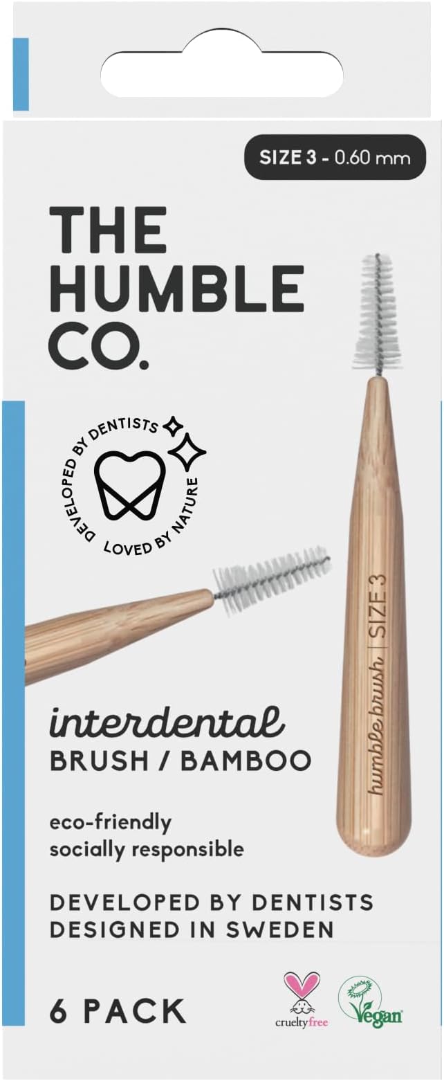 THE HUMBLE CO. - Interdental Brushes - Size 3-0.6 mm - Developed by Dentists - Designed in Sweden - Teeth Cleaning - Vegan & Cruelty-Free - 6p