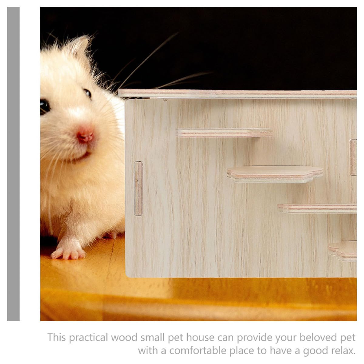 FRCOLOR Hamsterversteck Holz mit Mehreren Kammern Großes Kleintierhaus mit Leiter Mehrstöckige Villa für Hamster und Meerschweinchen Langlebiges Holzversteck für Kleintiere