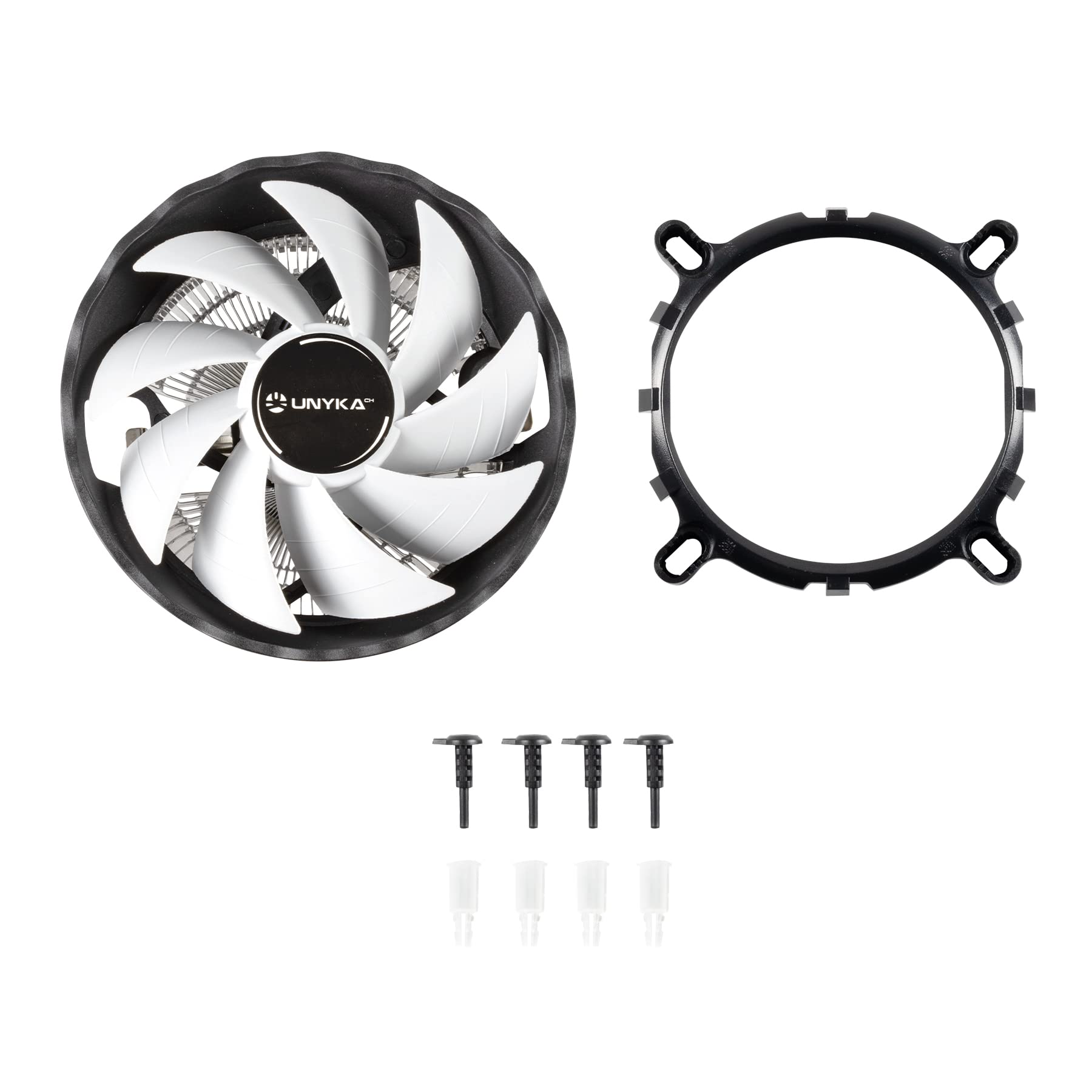 Unykach Radiator procesora Jotun DF 120 White, Ultra cicha stożkowa konstrukcja z 9 łopatkami, biały wentylator i uniwersalny multijack kompatybilny z tłumem procesorów