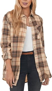 Women's Street Vintage Windproof Warm Jacket for UK Women's Overcoat Classic Button Down Plaid Printed Winter Fleece Lined Lapel Shirts Outwear With Pockets Lightweight Zip up Fleece Women