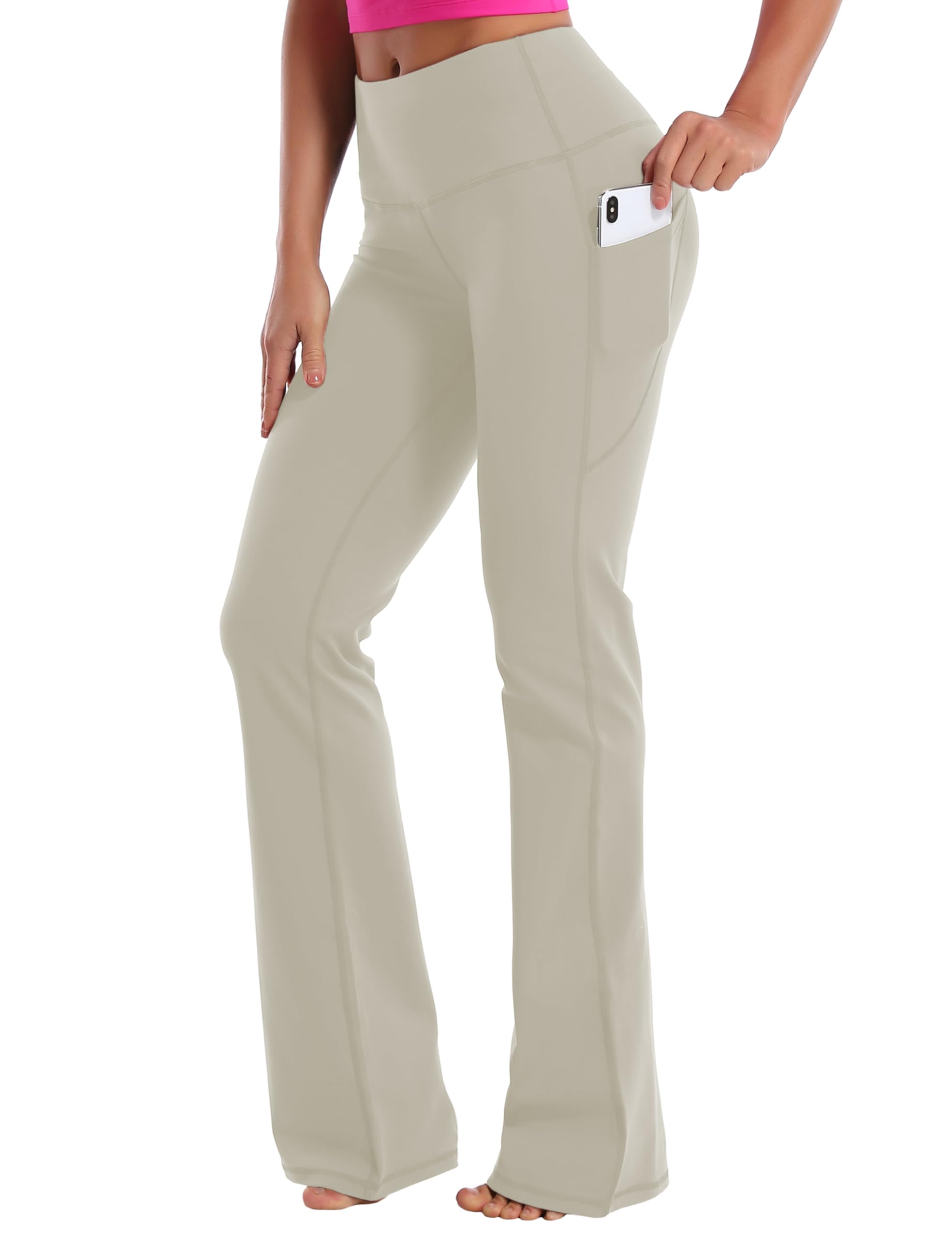 BUBBLELIME 29"/31"/33"/35"/37" Women High Waist Bootlegs Yoga Pants Tummy Control Bootcut Workout Flared Out Pockets
