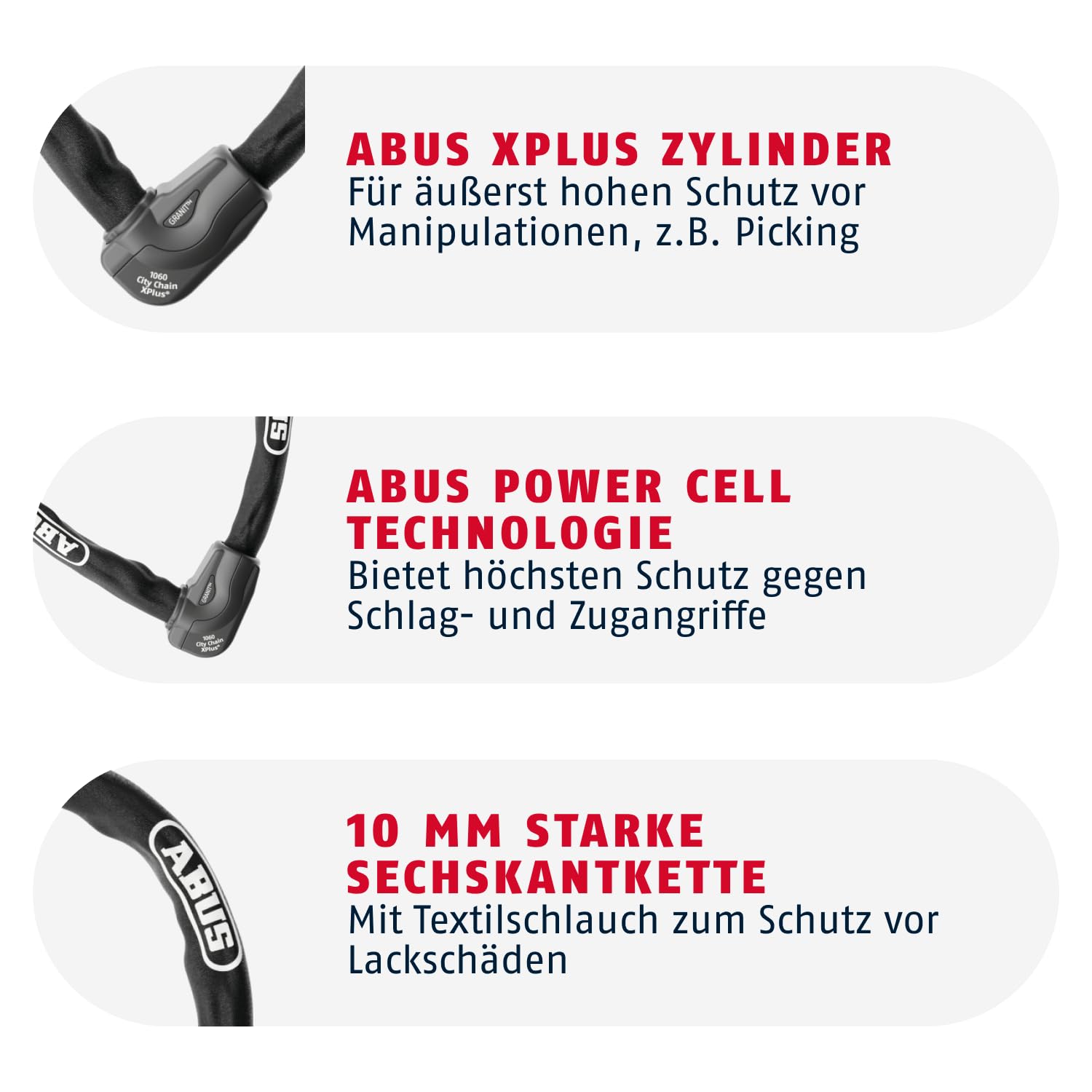 ABUS Kettenschloss Granit CityChain XPlus 1060 – Fahrradschloss aus gehärtetem Stahl – ABUS-Sicherheitslevel 15