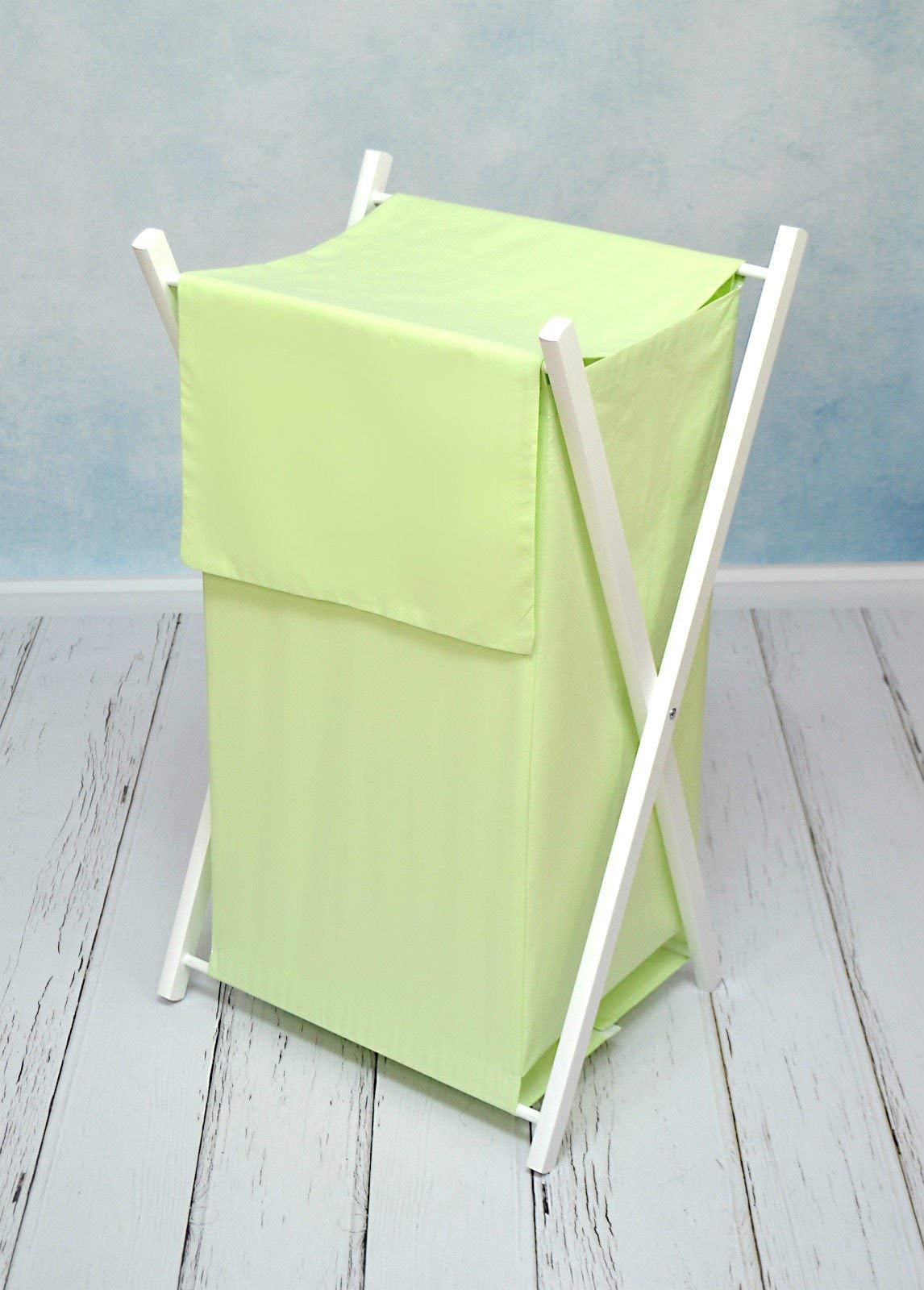 Babymam Green Baby Laundry Basket Nursery Hamper Bag Storage Bin With Removable Linen 70 Litre White Frame (Green)