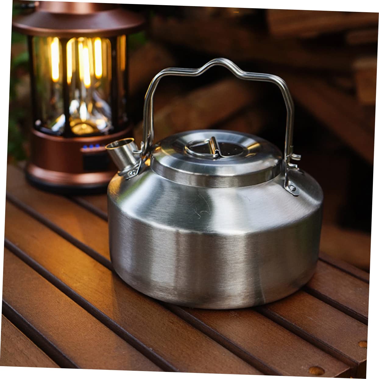 JECOMPRIS Outdoor Portable Water Kettle Lightweight Camping Teapot for Boiling Water Tea and Soup Wear Resistant Cookware for Hiking and Fishing