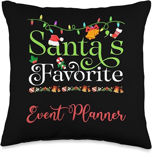 Miniatura 4 de Santa's Worker Holiday Threads Santas Favorite Event Planner Holiday Top Elf Profession Throw Pillow, 18x18, Multicolor
