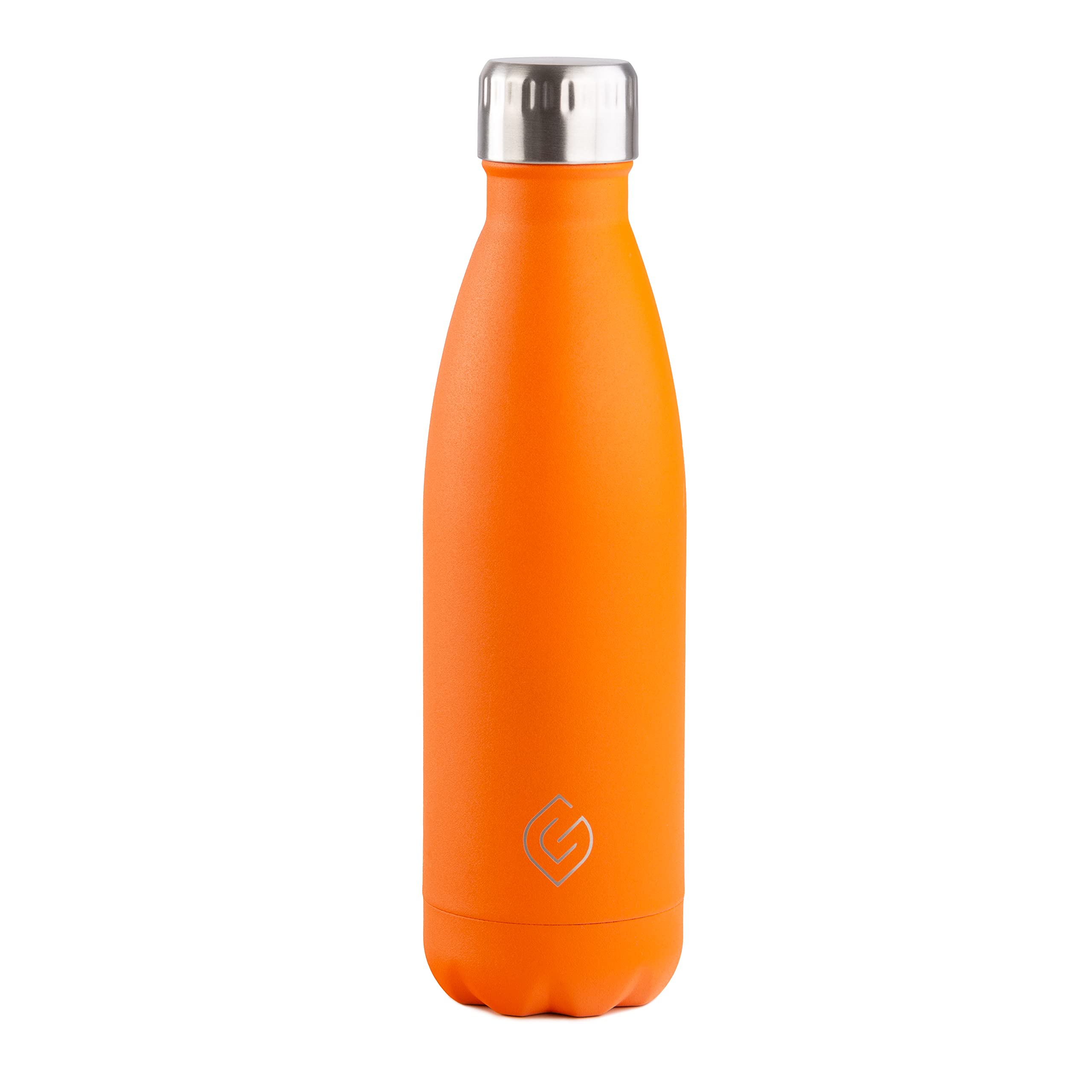 Greenfield Collection Orange 500Ml Water Bottle; Bpa Free Double Walled Stainless Steel Vacuum Insulated Water Bottles - 12 Hours Temp Controlled - Leakproof Sports Flask Great For Work, Gym, Travel