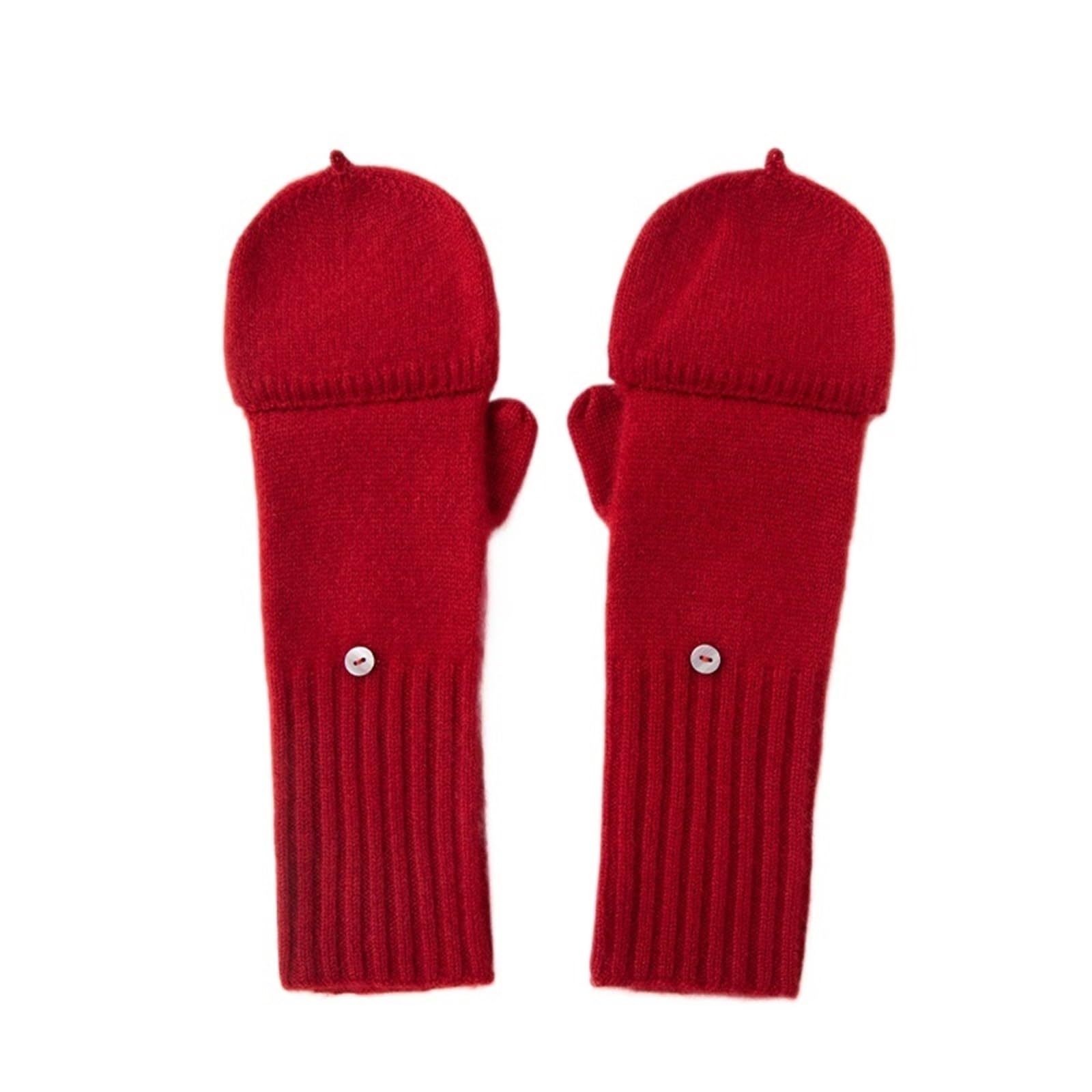 Guantes De Punto Manopla de Invierno Guantes sin Dedos Punto cálidos Mitones for Hombres para Caminar Y Correr