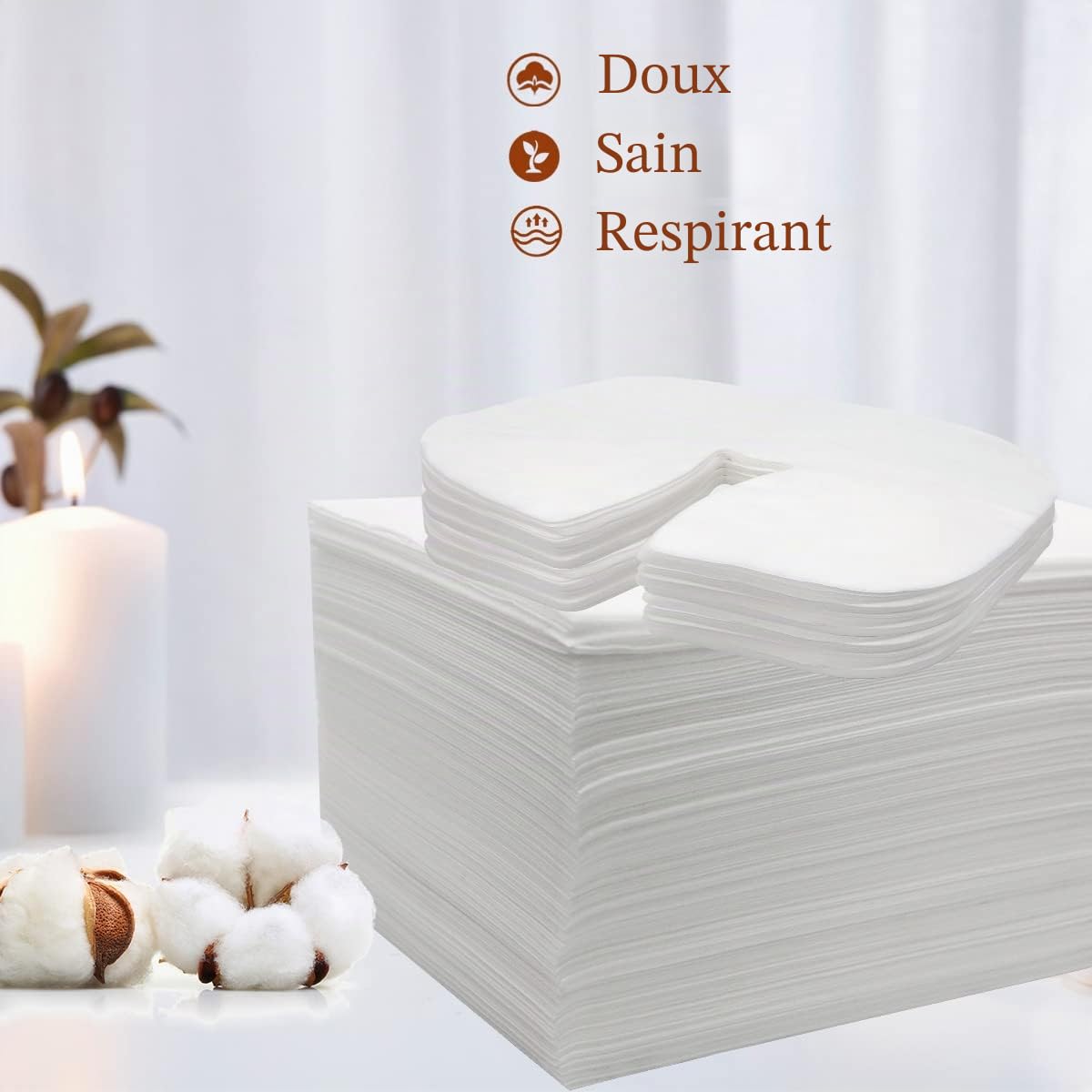 Lot de 100 Drap de Lit Jetable et Protège Tetiere Jetable, 80 x 180 cm Drap Jetable, 36 x 27cm Coussin Jetable pour I'appui-tête de la Table de Massage, Non Tissé
