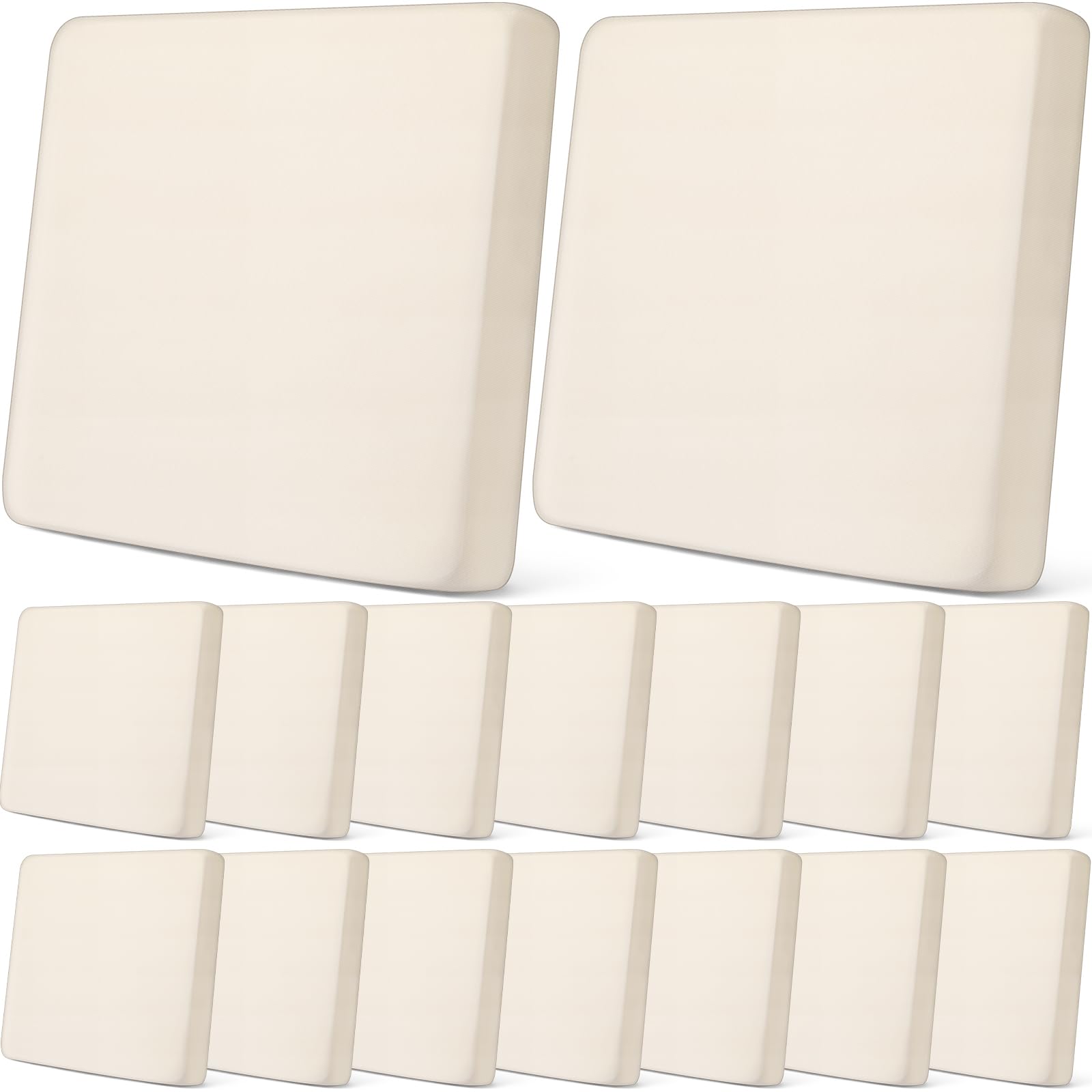 Newwiee Patio Stretch Sofa Cushion Cover Outdoor Cushion Cover Replacement Couch Slipcover Sofa Seat Cover Flexibility Chair Cushion Cover Furniture Protector (Beige,16 Pcs)