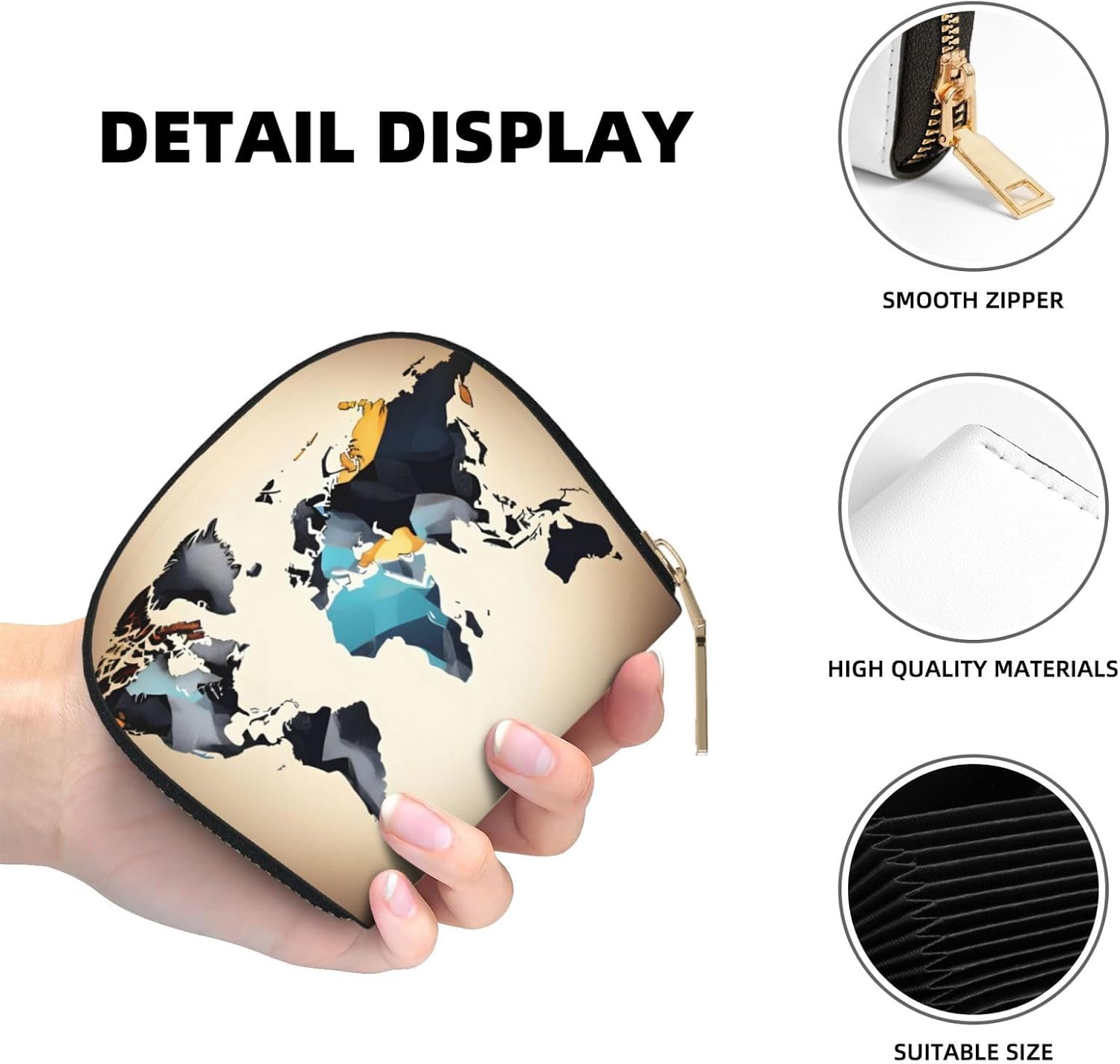 Abstract World Map print Wallet Credit Cards Holder Business Card Case for Men Women Compact Size for Adults