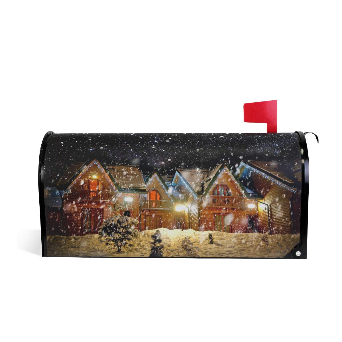 WOOR Christmas Landscape and Snowflakes Magnetic Magnetic Mailbox Cover Standard Size for Garden Yard Outdoor Decorations-18 x 20.8