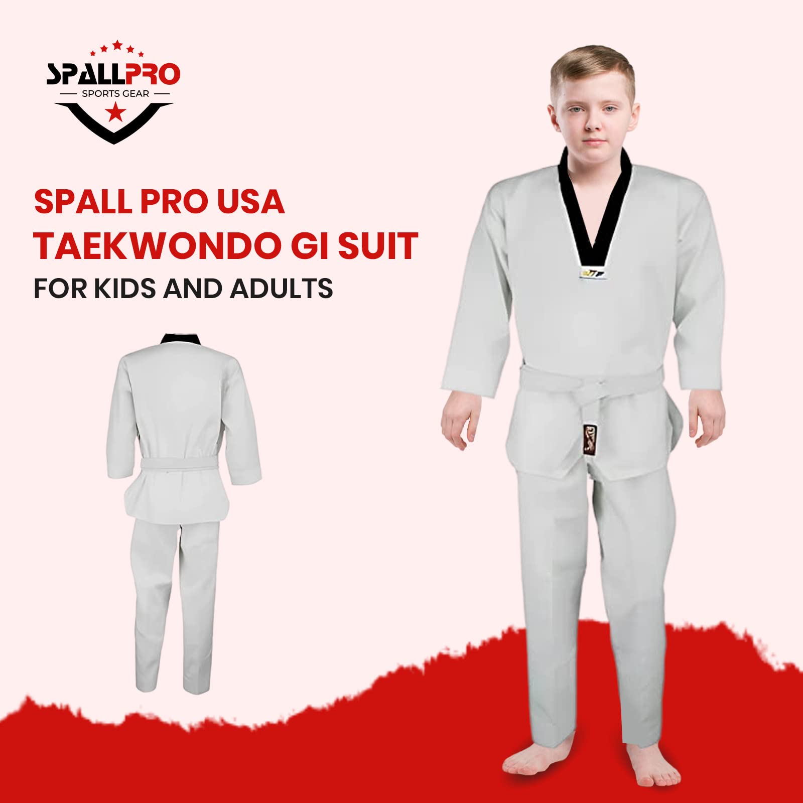 SPALL PRO US Taekwondo GI Suit - BJJ Gi for Adult & Kids - Brazilian Jiu Jitsu Gi – White Taekwondo for Kids & Adult
