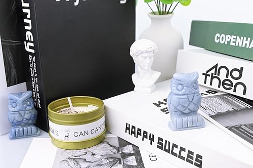 Miniatura 4 de QINJIEJIE Decoración de búho de aventurina azul de 2 pulgadas con cristales de piedra de búhos, escultura de piedras preciosas, decoración de