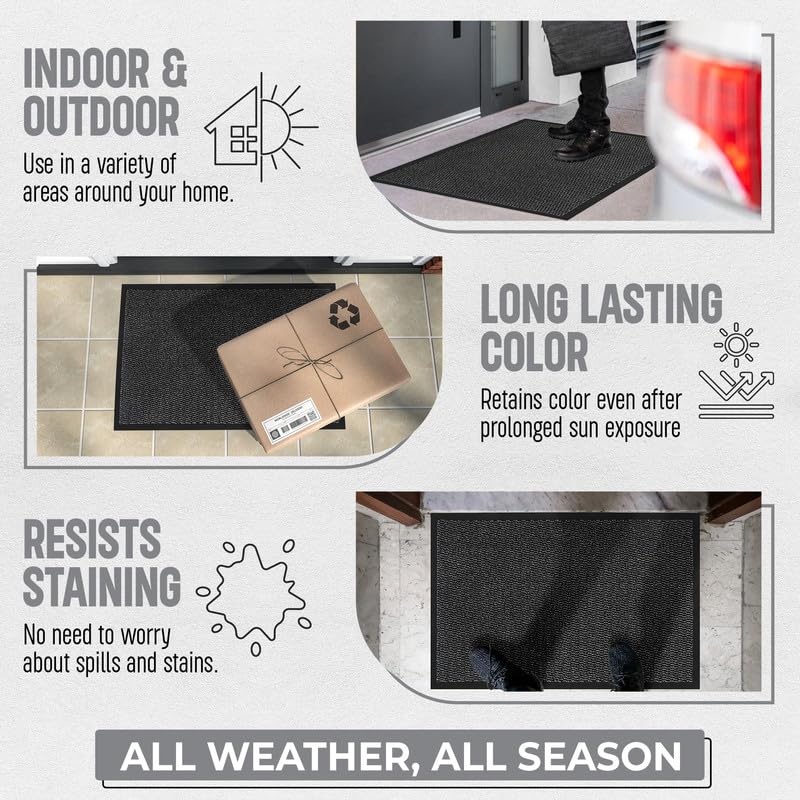 TrendMakers Door Mat Indoor & Outdoor Non-Slip Rubber Backed door mats indoor Super Absorbent Washable Dirt Trapper doormats - Image 3