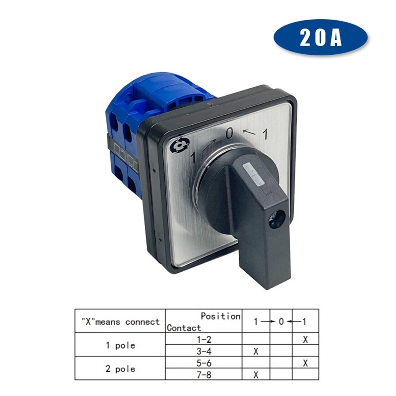 LW28-20 LW26-20 YMW26 serie Elettrica 2/3/4 Posizione 8 Terminali Commutatore a Camma Rotante con Viti Strumento Utile 660 V 20 A * 2 pz(Self-return)