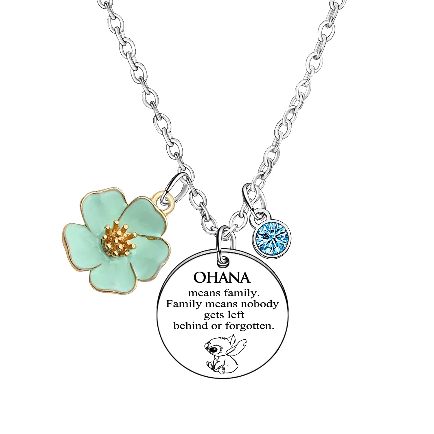 BESPMOSPStitch Ohana Necklace Gifts for Women Ohana Means Family Necklace Family Means Gifts for Boys Girls Gift for Best Friend Cute Stitch Necklace Cartoon Birthday Gifts Bestie Friendship Gift
