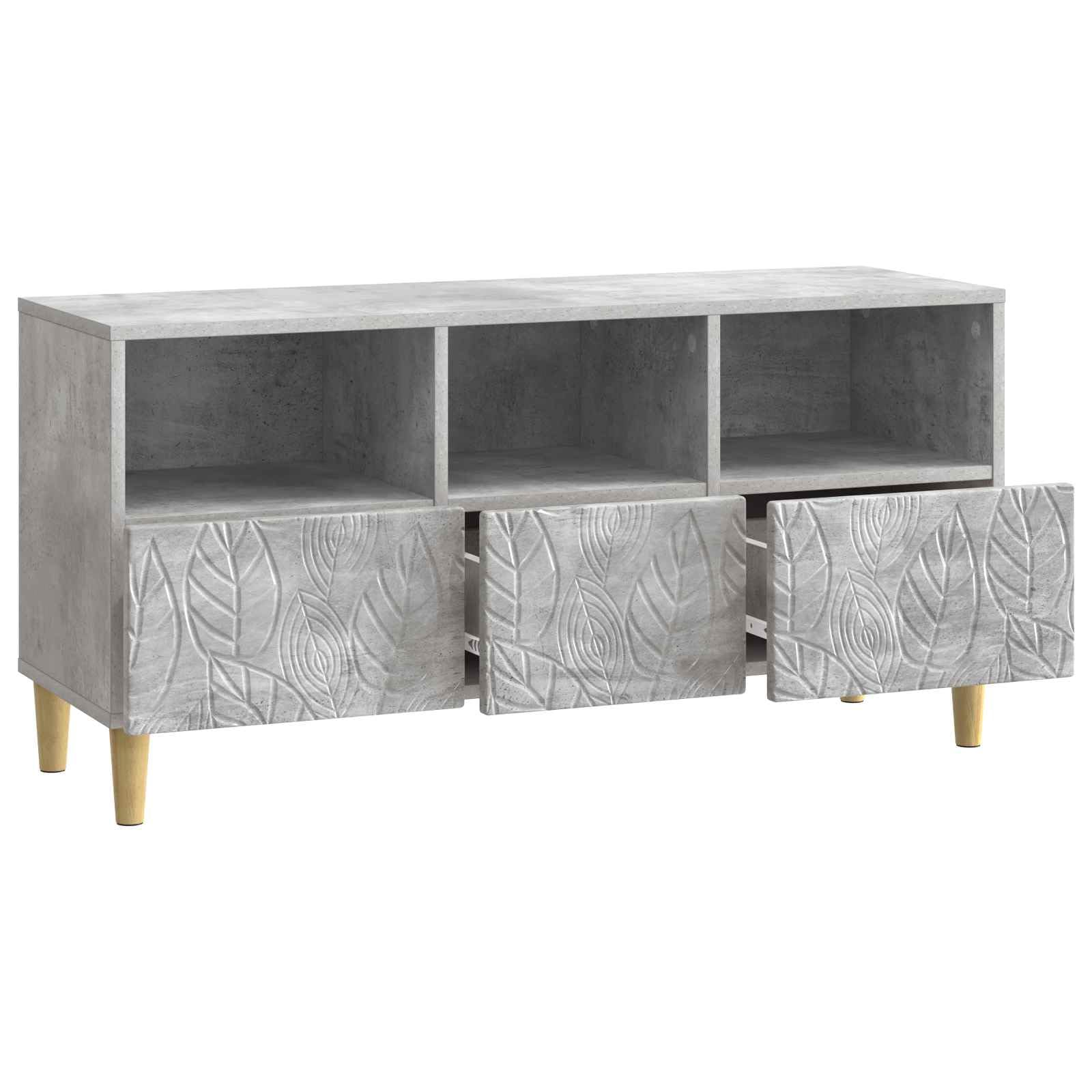 Générique Mobile TV 102 x 34,5 x 50 cm, grigio cemento legno di ingegneria | Conservazione multimediale, Console giochi soggiorno, Piedi eucalipto massiccio, Manutenzione panno umido