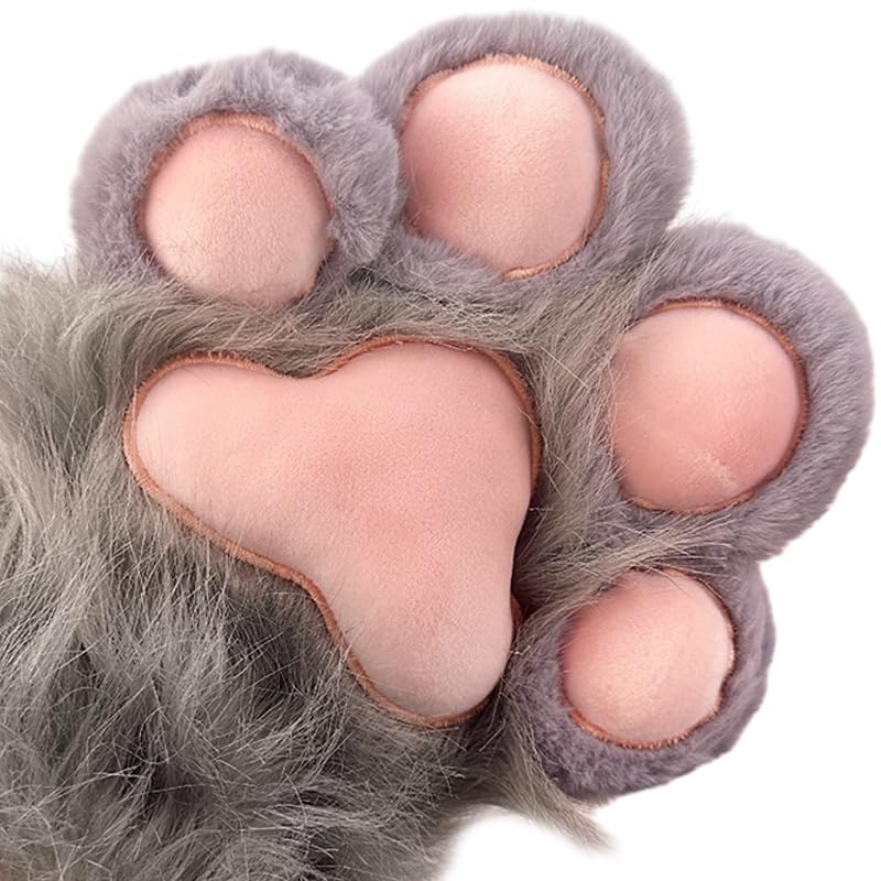 Plush Furry Cat Claw Gloves - Faux Fur Fox Paws Mittens for Halloween Cosplay Costume - Adorable Animal Accessories