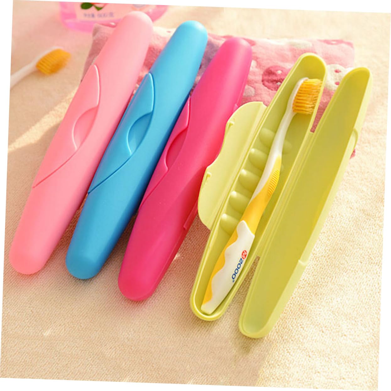 FRCOLOR 12 Unidades Estuche de Viaje para Cepillo de de Viaje, Soporte para Tubo con Tapa, Tubo de Cepillo de, Caja de Almacenamiento para cepillos de con Cerradura, Caja de