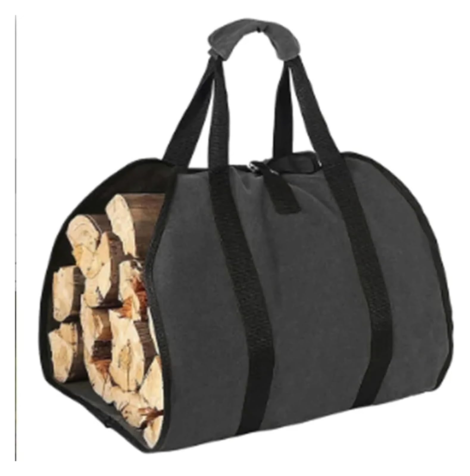 Borsa porta legna da ardere in tessuto Oxford multicolore da campeggio(Black)