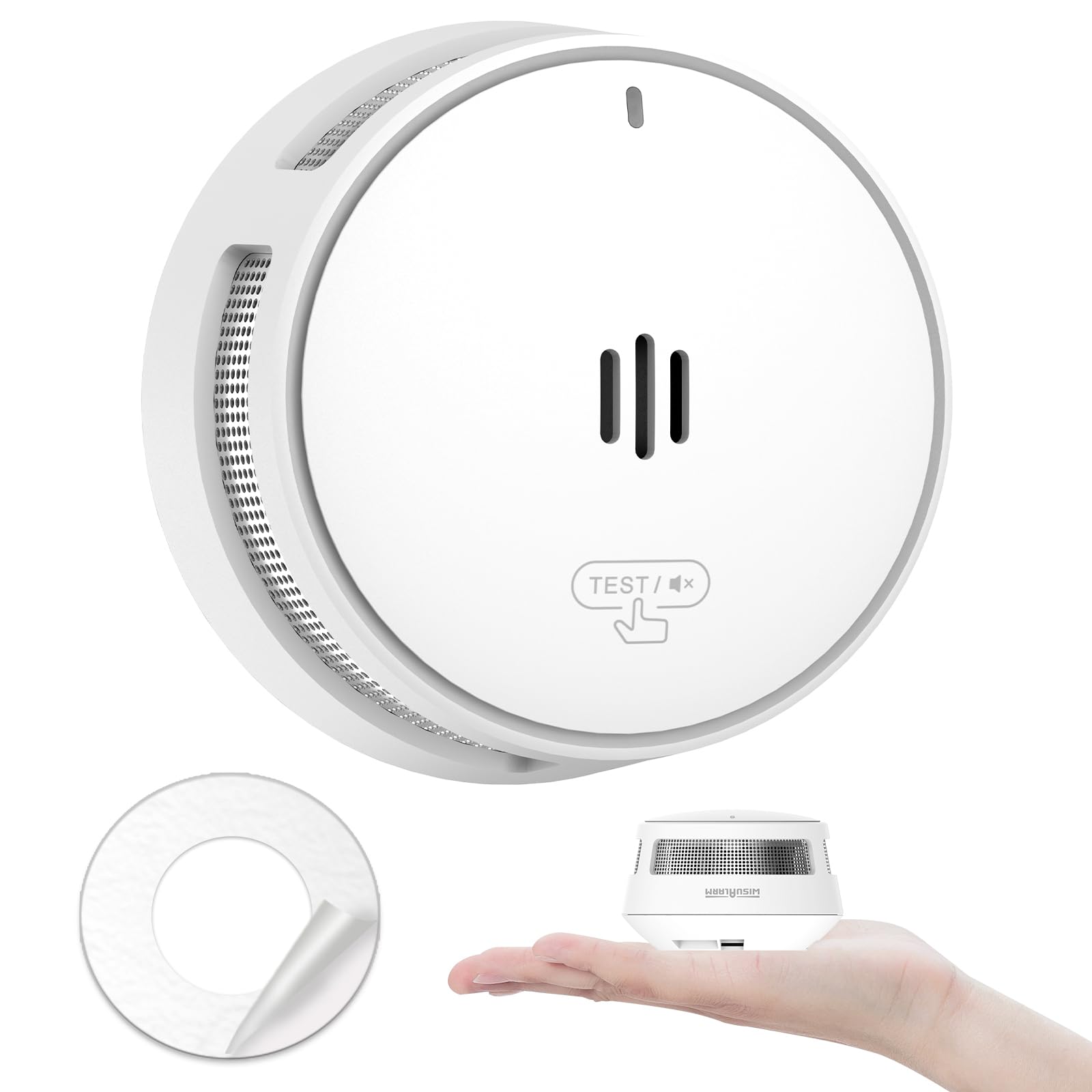 Smoke Alarm, 10 Years Battery, Smoke Alarms for Home, Fire Alarm with Mute Remotely Function,Big Test/Silence Button Smoke Alarms, Conforms EN14604, UKCA (1 Smoke)
