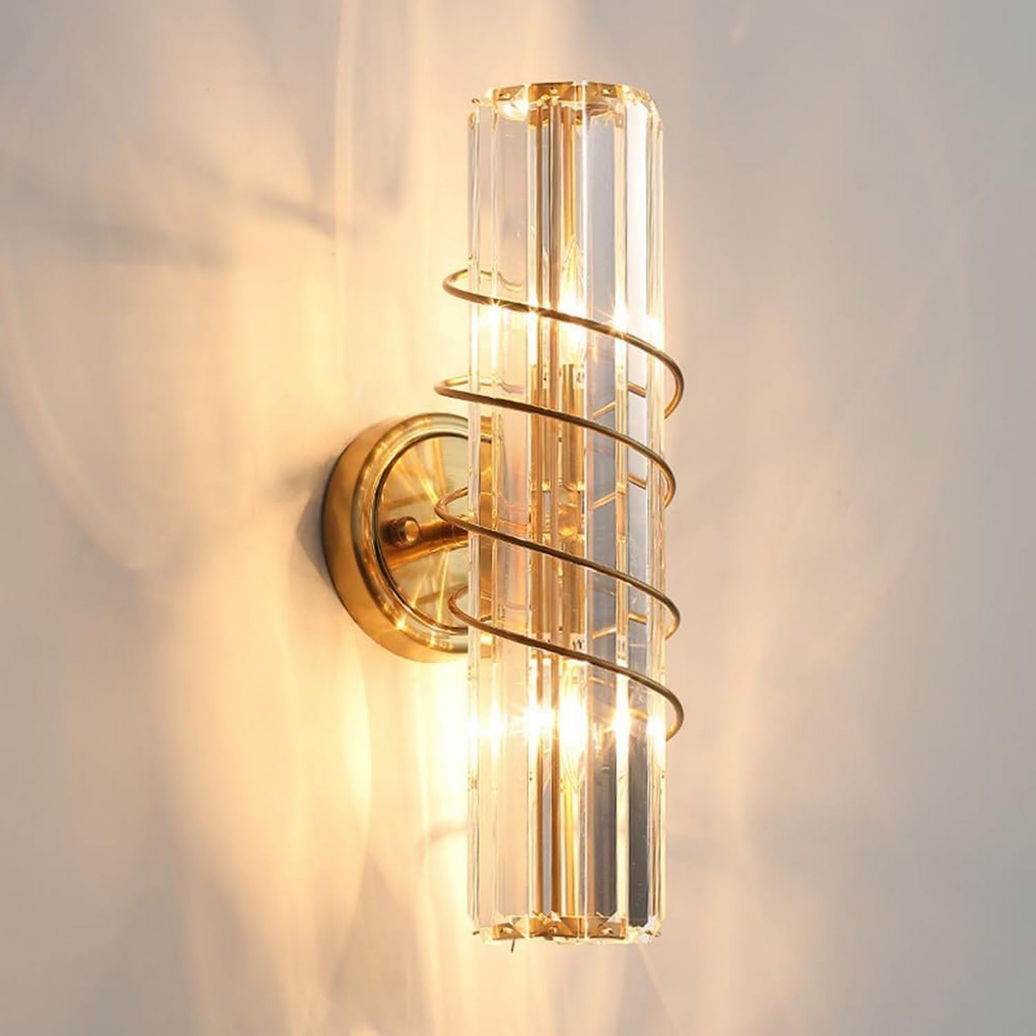 ASerZenith Mirror Light V-Intage Gold Crystal Wall Sconces 2-Light Up Down Bathroom Vanity Light Modern Long Wall Light Linear Wall Mounted Lamp