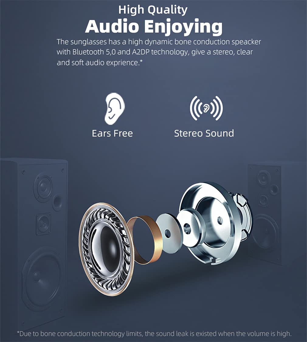 Occhiali da Conduzione Ossea Bluetooth 5.0 Occhiali Audio Intelligenti Auricolari Aperti per Uomo E Donne, Collegare Telefoni Cellulari E Tablet, IP55 Impermeabile