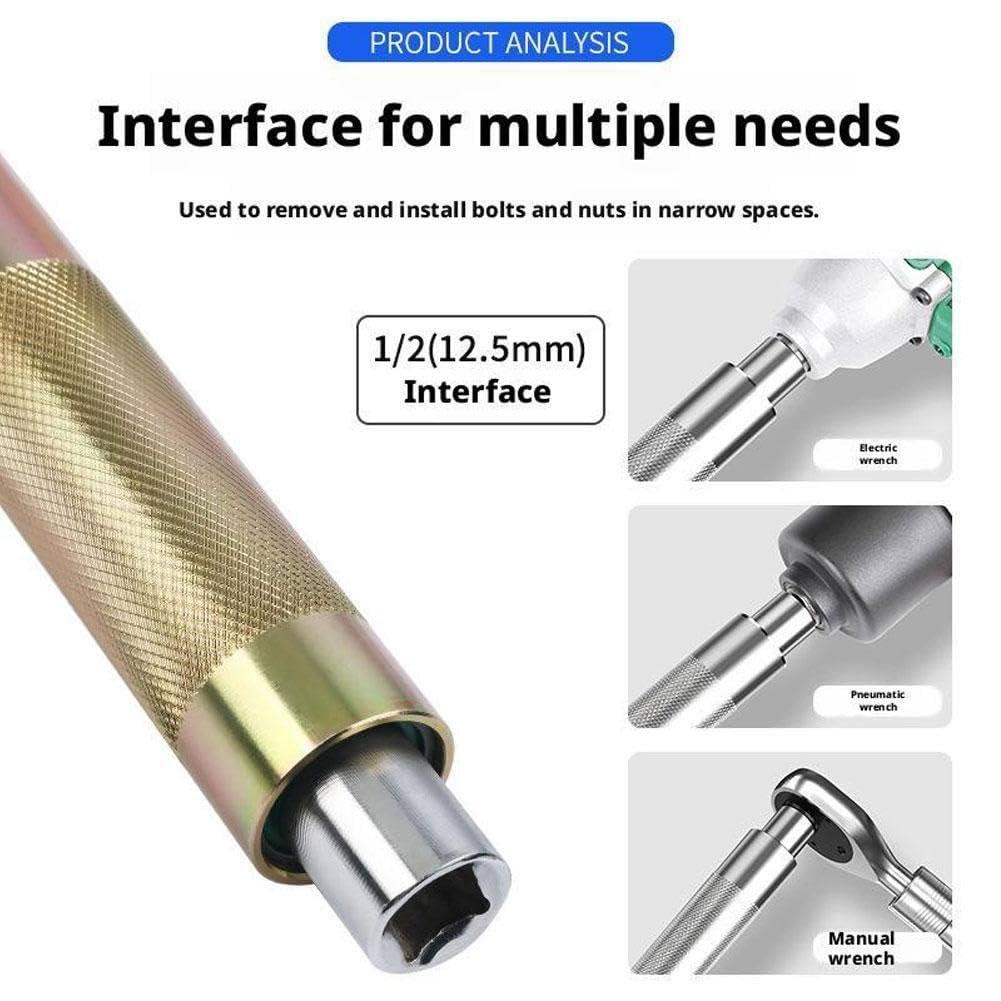 Przedłużka Klucza Udarowego Offset 1/2 Cala, Z Uniwersalnymi Adapterami Napędu Kwadratowego 3/8", 1/4", Wielofunkcyjny Adapter Nasadowy Do Elektrycznego Klucza Grzechotkowego