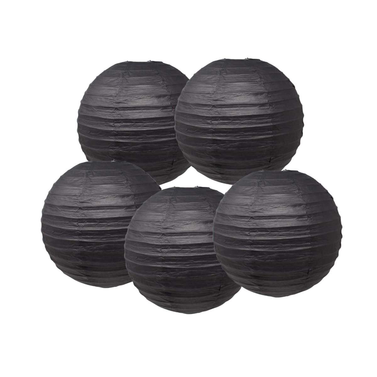 SrchJoy Paper Lanterns Pack of 5 Chinese Wedding Paper Lantern lampshade Lights Round Hanging Lantern for Birthday Party Decorations (Black, 5 Pcs - 6" (15cm))