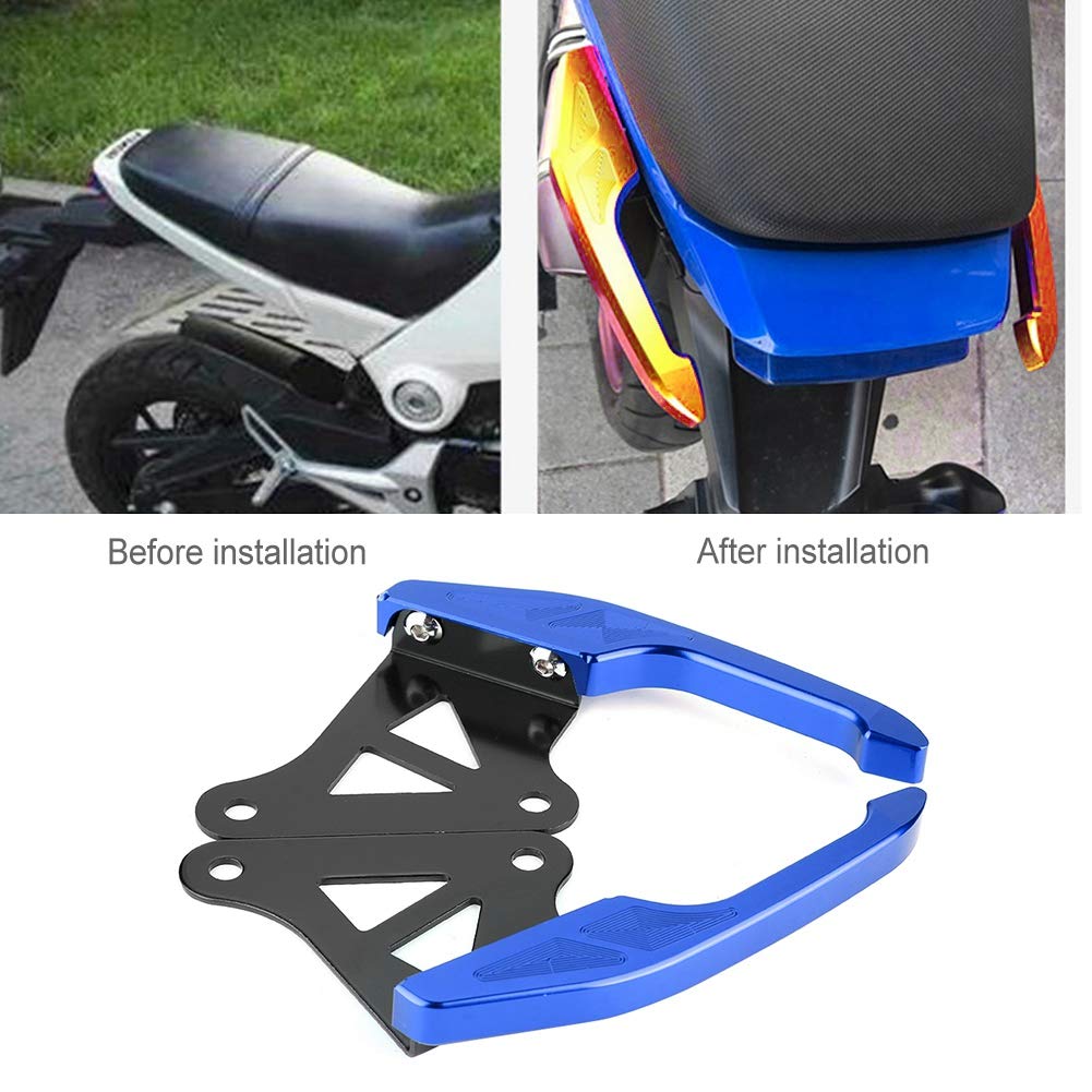 Asidero trasero de pasajero - Kit de manija de riel de asiento trasero de barra de agarre de pasajero de aluminio universal para motocicleta(Azul)