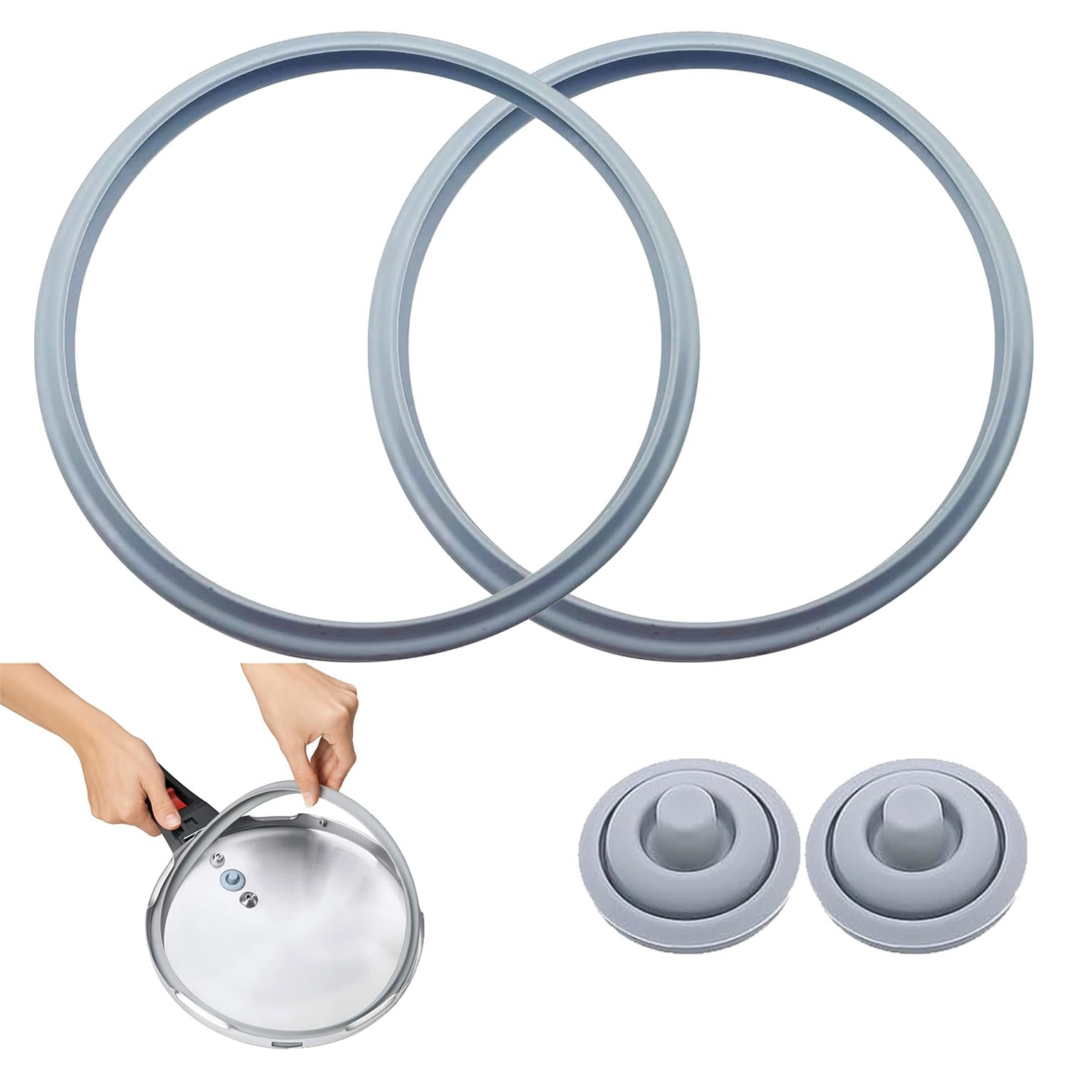 Gansdnek 2 Pcs Sealing Ring 22 cm for WMF, Pressure Cooker Rubber Rings with Cooking Signal Seal for WMF 6068559990 6068559997, fits Pressure Cookers 3l/4.5l/6.5l/8.5l