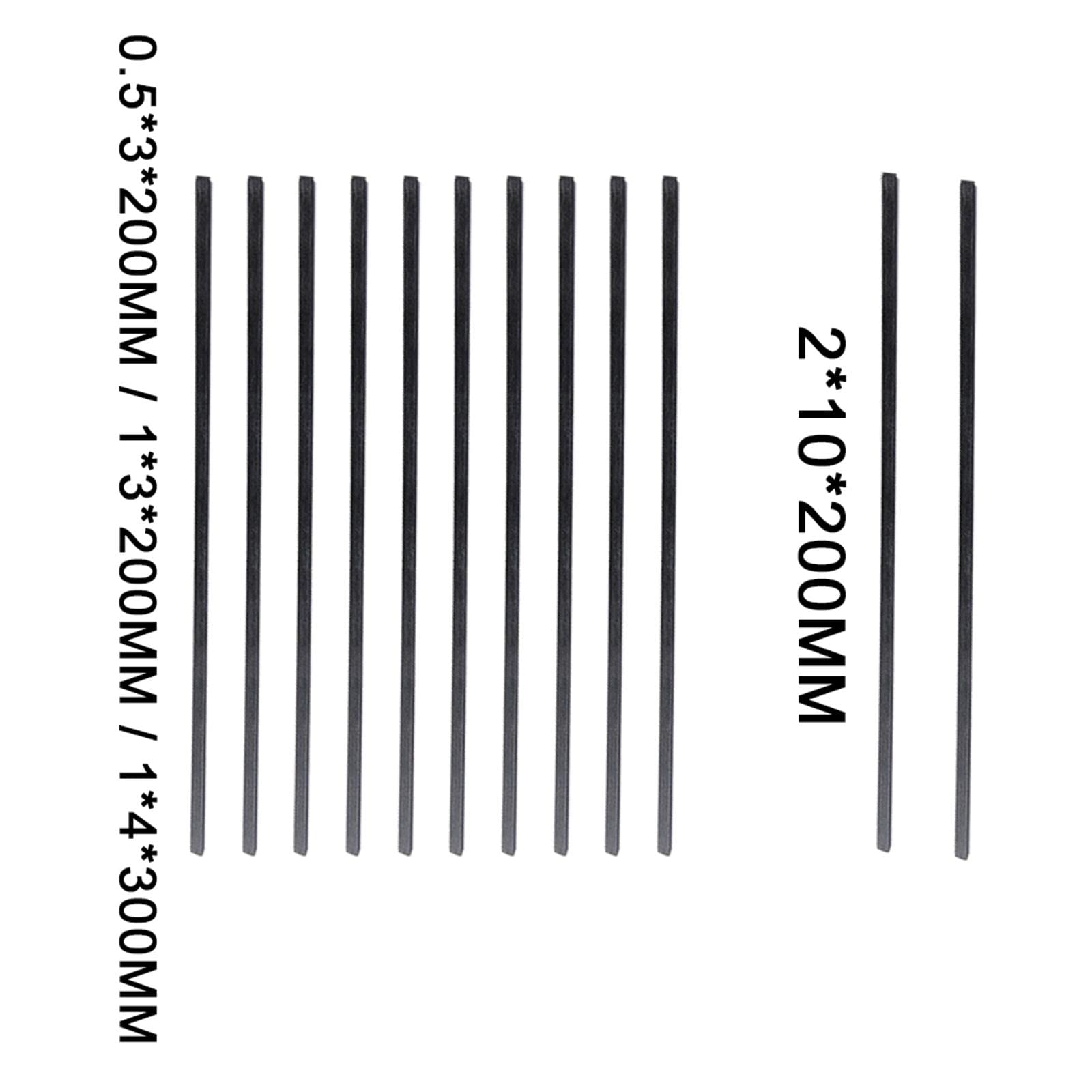 Soczewka wypukła, 10 szt. pasków z włókna węglowego 200 mm, płaskie paski odporne na wysoką temperaturę do modeli samolotów zdalnie sterowanych (2 x mm)(2x10x200mm)