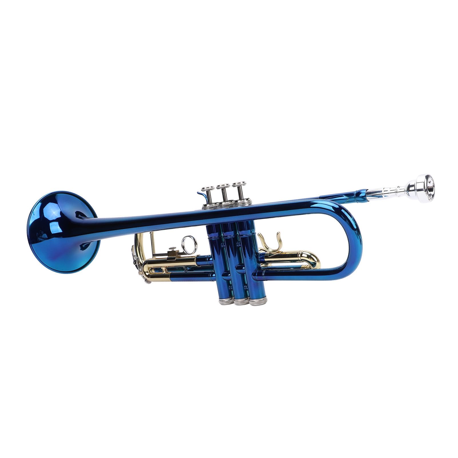 Tromba Bb in Plastica Professionale, Set di Tromba Standard per Studenti Principianti, Strumento Tromba Bb, Tromba Standard Bb, Colore Blu, Chiavi Oro e
