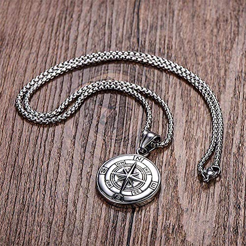 Compass Necklace for Men Chain Stainless Steel Compass Pendants Male Jewelry - Image 4